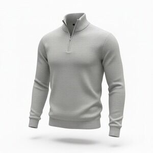 Dockers‎ Mens M/M Sweater Pullover 1/4 Zip Mock Neck Knit Light Beige